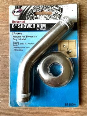 BNIP Danco Universal 6 inch Shower Arm with Flange | Silver Chrome Plumbing Part